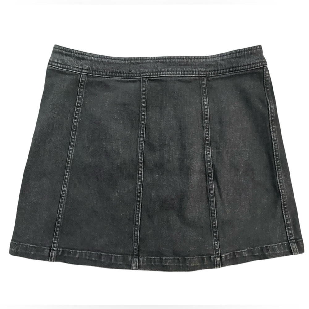 Madewell Stretch Denim A-Line Washed Charcoal Button-Front Mini Skirt - Picture 6 of 6